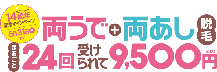 両うで＋両あし脱毛キャンペーン|エステサロン ESTEAQUE(エスティーク) 千葉/成田/香取佐原/鹿島/東金/印西